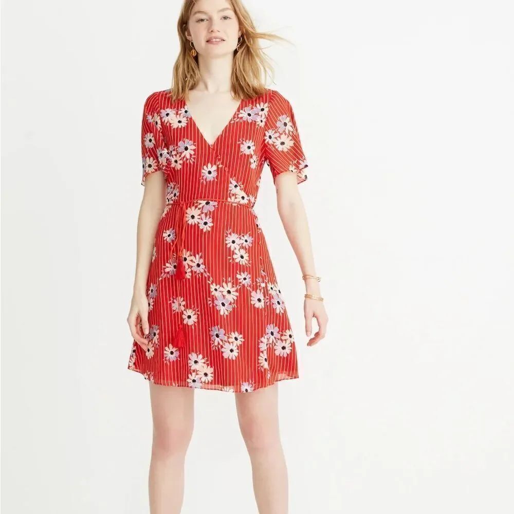 Madewell Button-Wrap Dress in Daisy Society